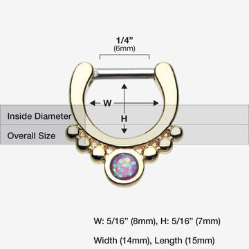 Detail View 1 of Golden Opal Grandiose Septum Clicker-Purple